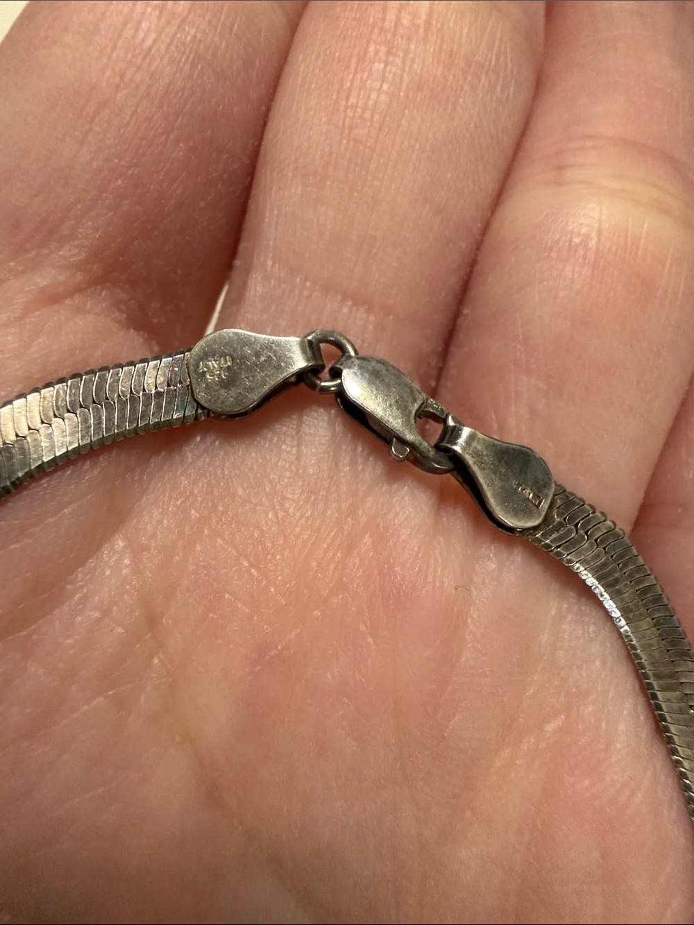 Sterling Silver 925 Herringbone Chain Necklace 8inch